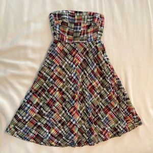 J.crew pattern strapless dress